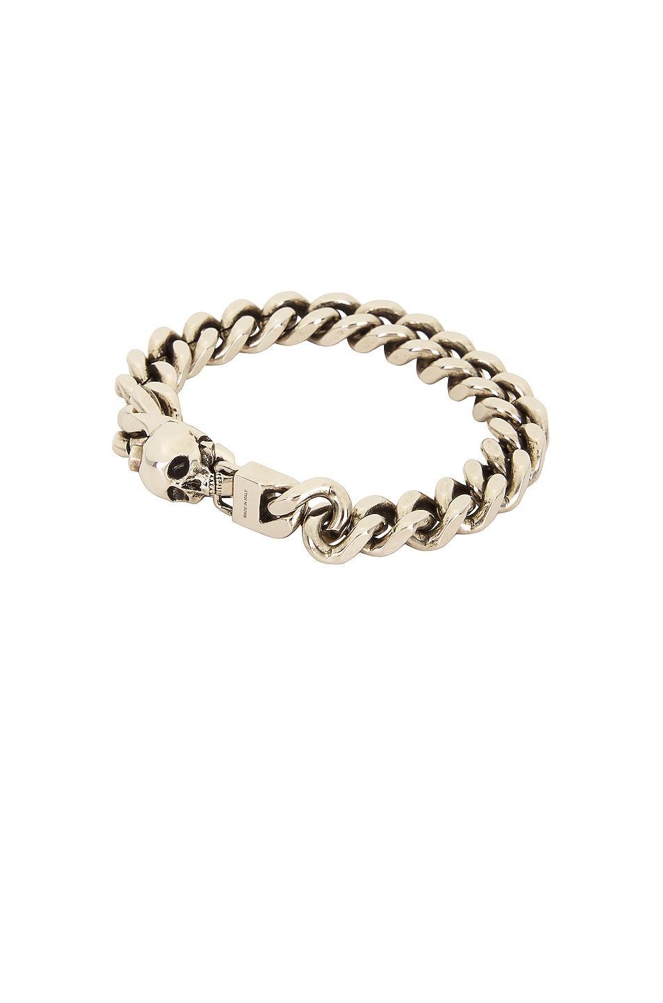 Alexander McQueen Skull Chain Bracelet in Metallic Silver Product Image