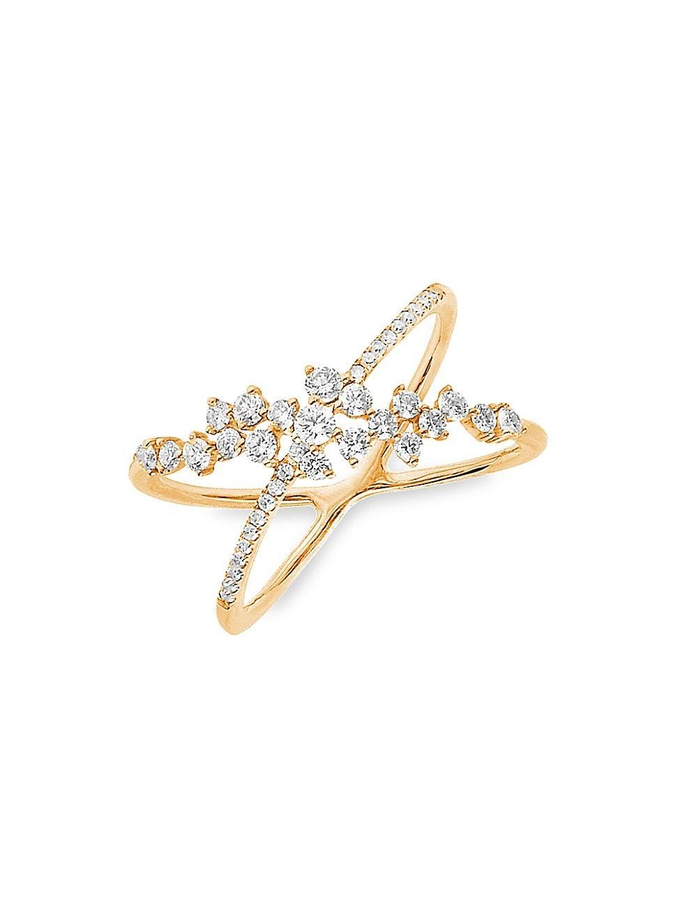 Womens Fairytale 18K Yellow Gold & Diamond Petite Crossed Ring Product Image