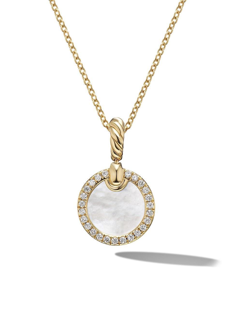 Womens Petite DY Elements Pendant Necklace in 18K Yellow Gold with Pav Diamonds Product Image