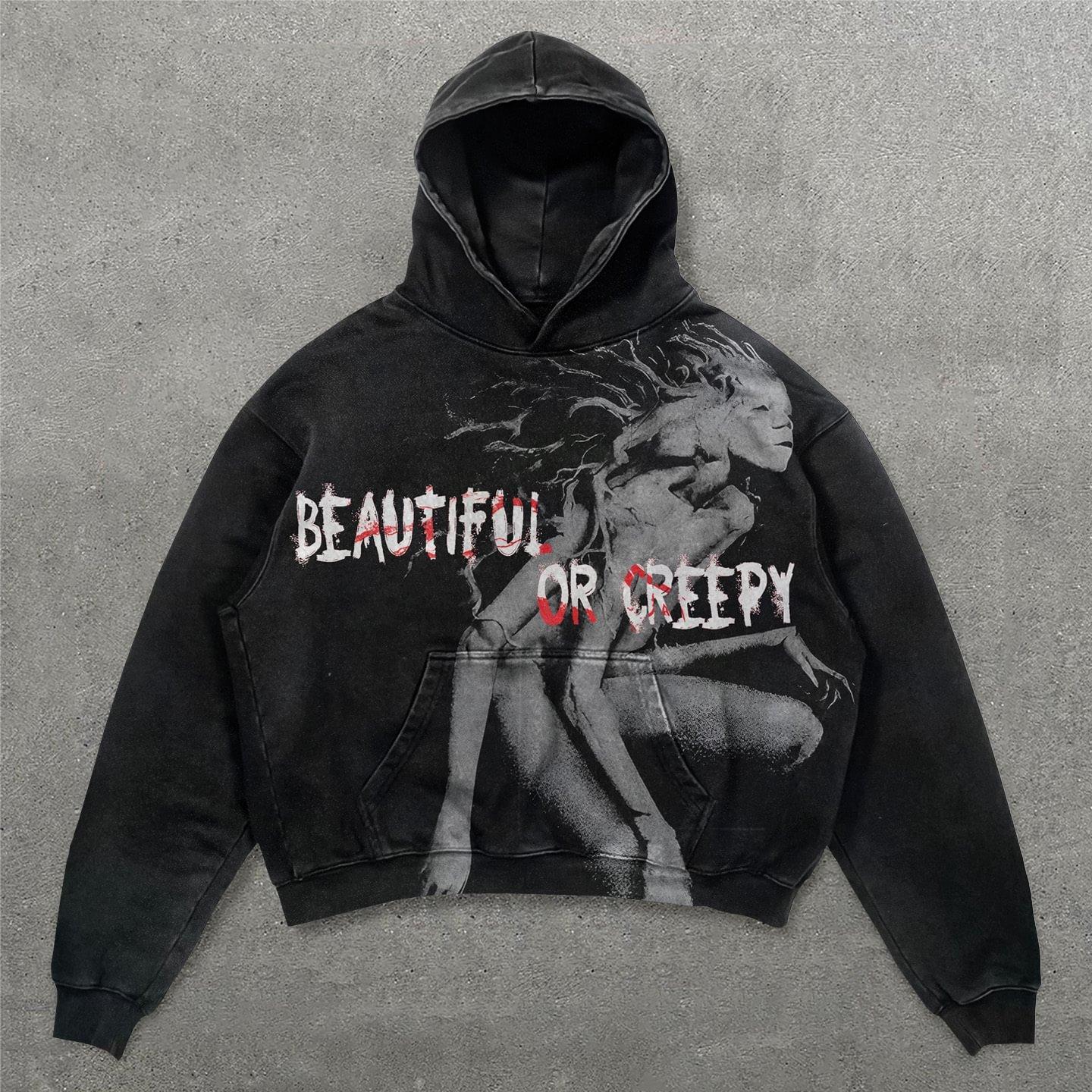 Vintage Beauty Or Creery Graphic Acid Washed Oversized Hoodie Product Image