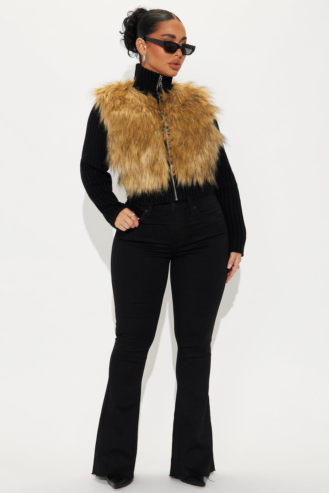 Mob Wife Faux Fur Cardigan - Black Product Image