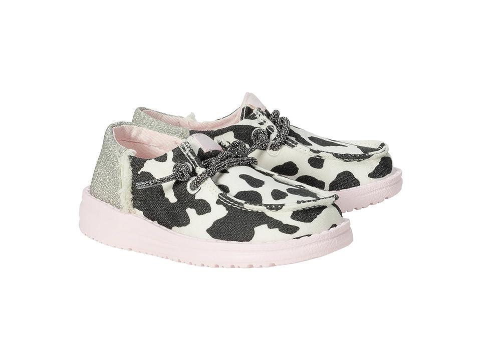 Hey Dude Kids Wendy Funk Cow (Toddler) Pink) Women's Flat Shoes Product Image