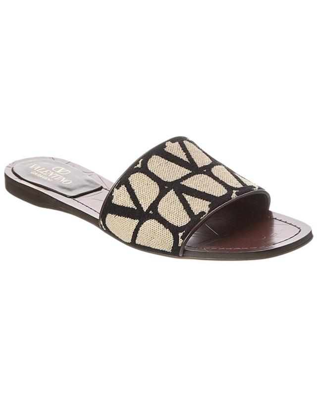 VALENTINO GARAVANI Vlogo Toile Iconographe Slides In Brown Product Image