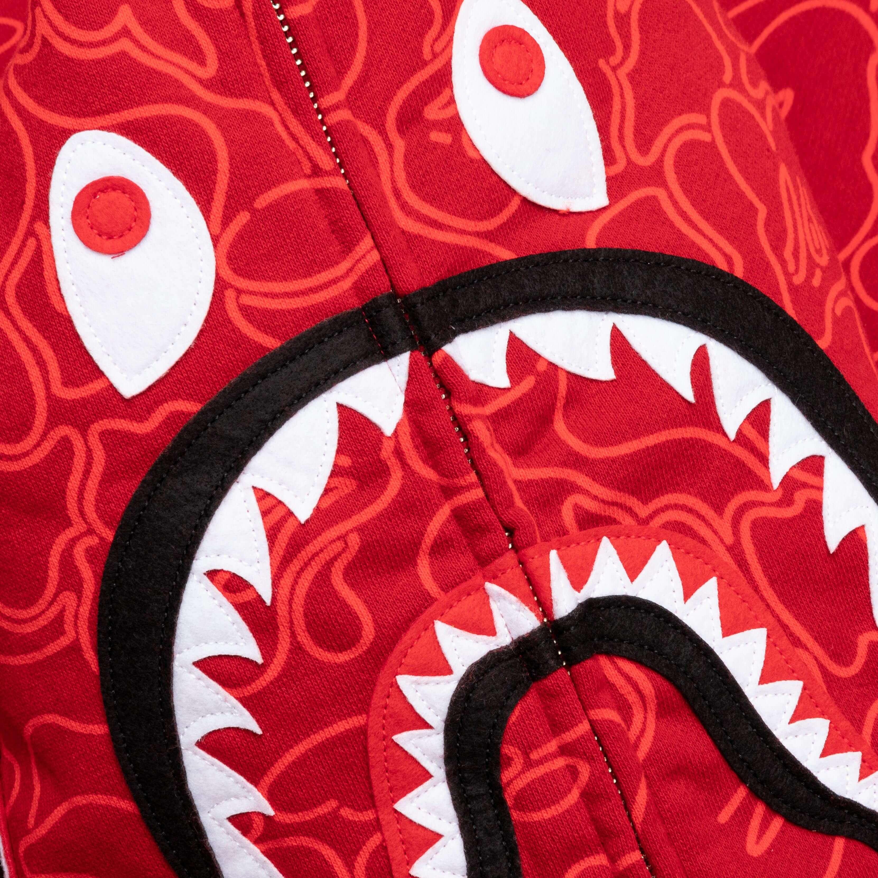 Bape 30th Anniversary Line Camo Shark Full Zip Hoodie - Red Male Product Image