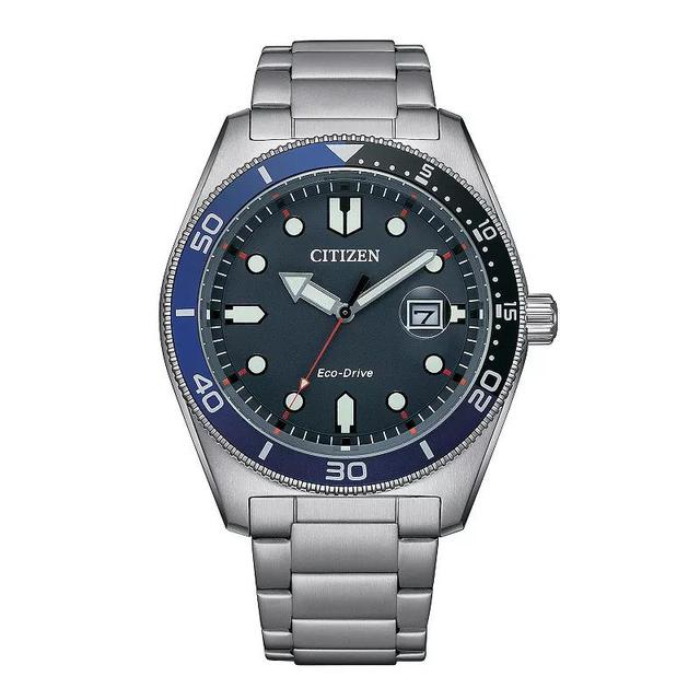 Citizen Mens Eco-Drive Marine Stainless Steel Bracelet Watch - AW1768-80X Blue Silver Product Image