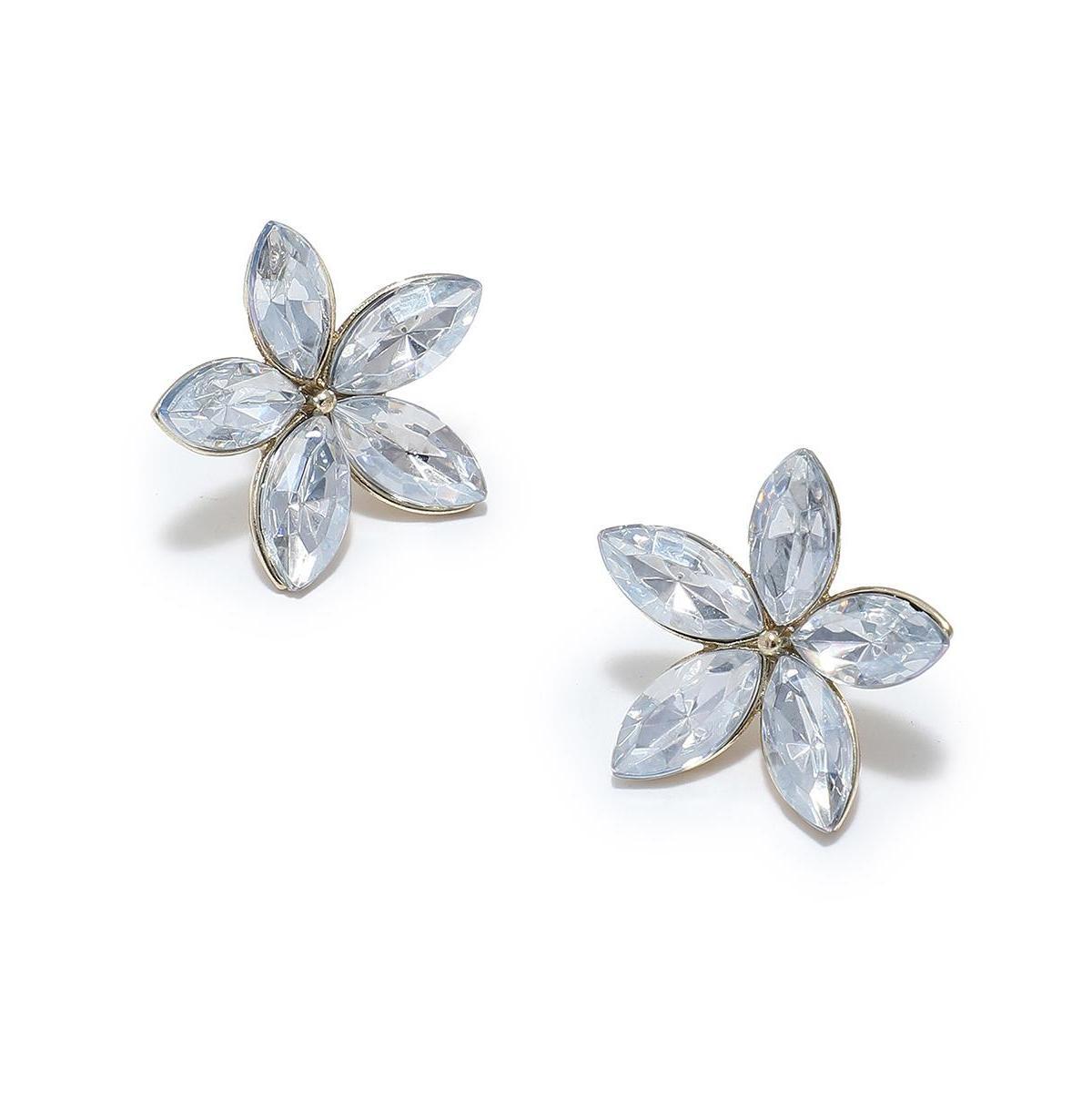 Sohi Womens Crystal Flora Stud Earrings Product Image