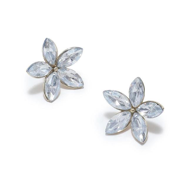 Sohi Womens Crystal Flora Stud Earrings Product Image