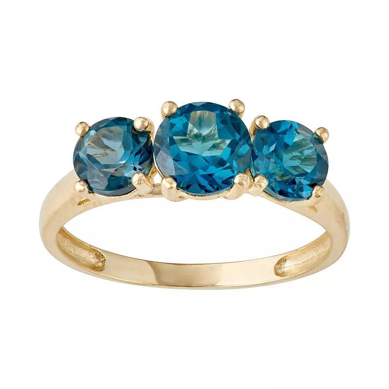 Designs by Gioelli 10k Gold 3-Stone Ring, Womens London Blue Topaz Product Image