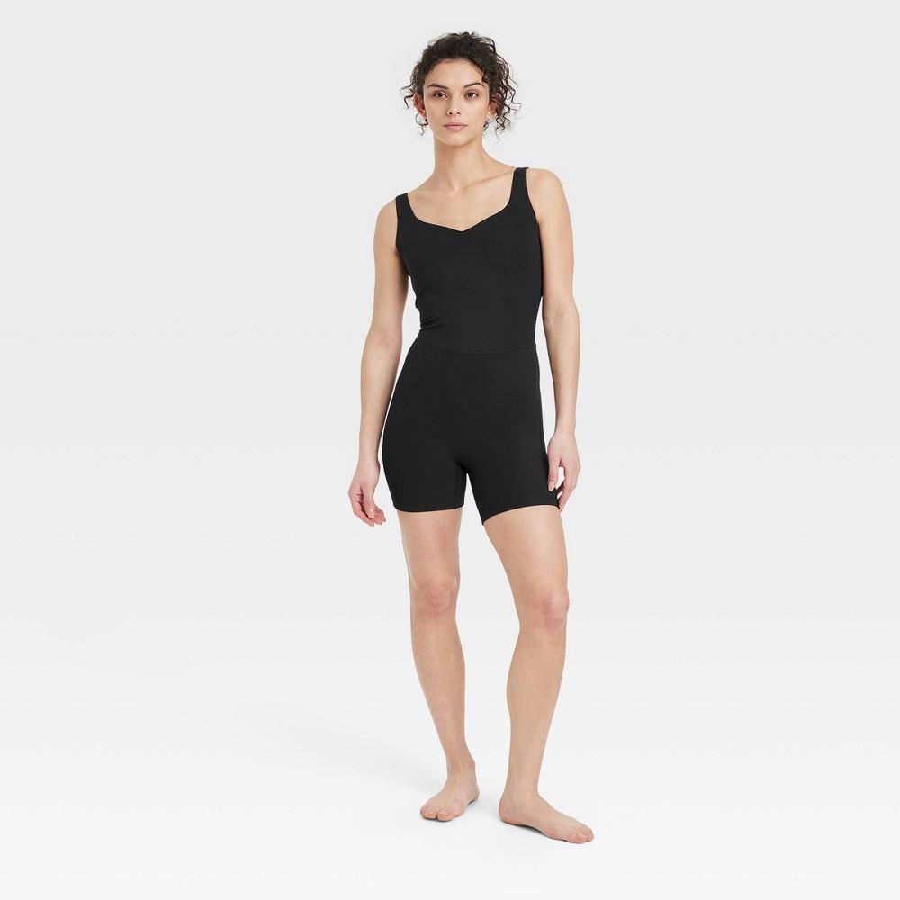 Womens Brushed Sculpt Rib Short Active Bodysuit - All In Motion Black XS Product Image