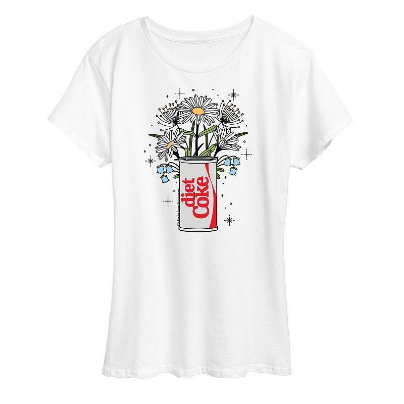 Womens Diet Coke Flowers Graphic Tee Grey Royal Blue Product Image