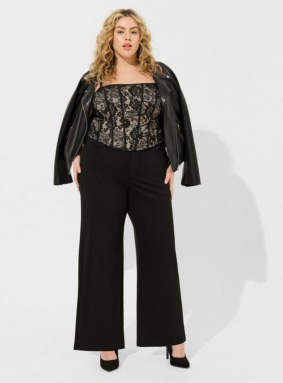 High-Rise Wide-Leg Luxe Ponte Wide Leg Trouser Pant Product Image