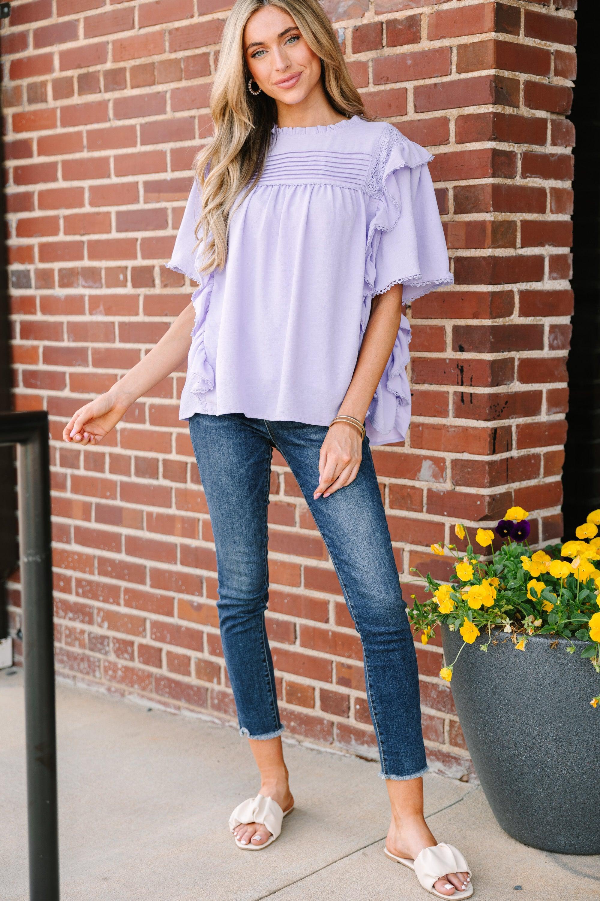 Step It Up Lavender Purple Ruffled Blouse Female product image