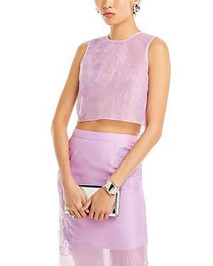 Cinq A Sept Etta Embroidered Organza Crop Top In Lilac Product Image