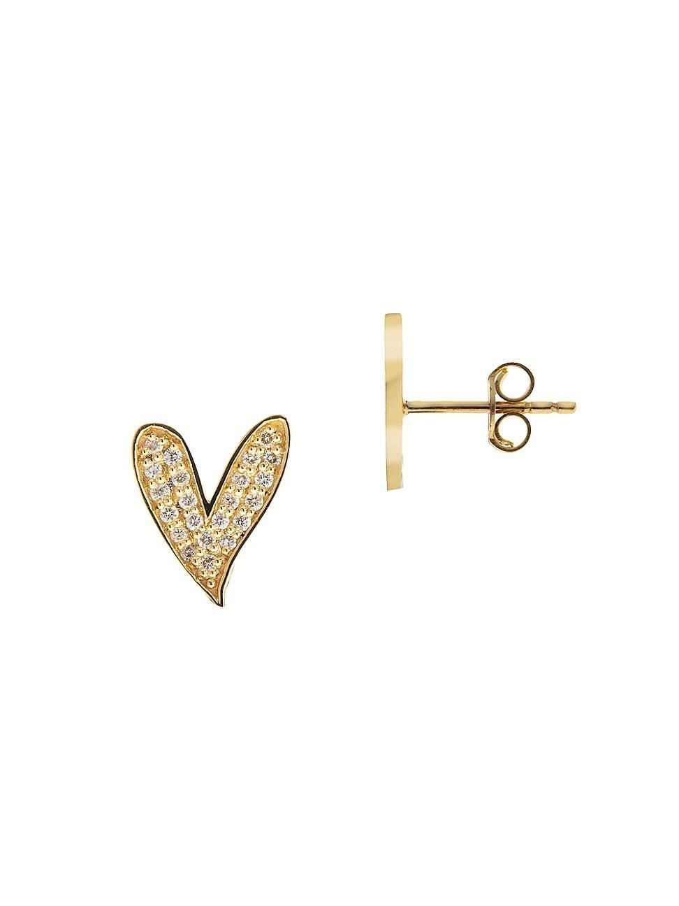 Womens Be Mine 14K Yellow Gold & 0.15 TCW Diamond Single Heart Stud Earring Product Image