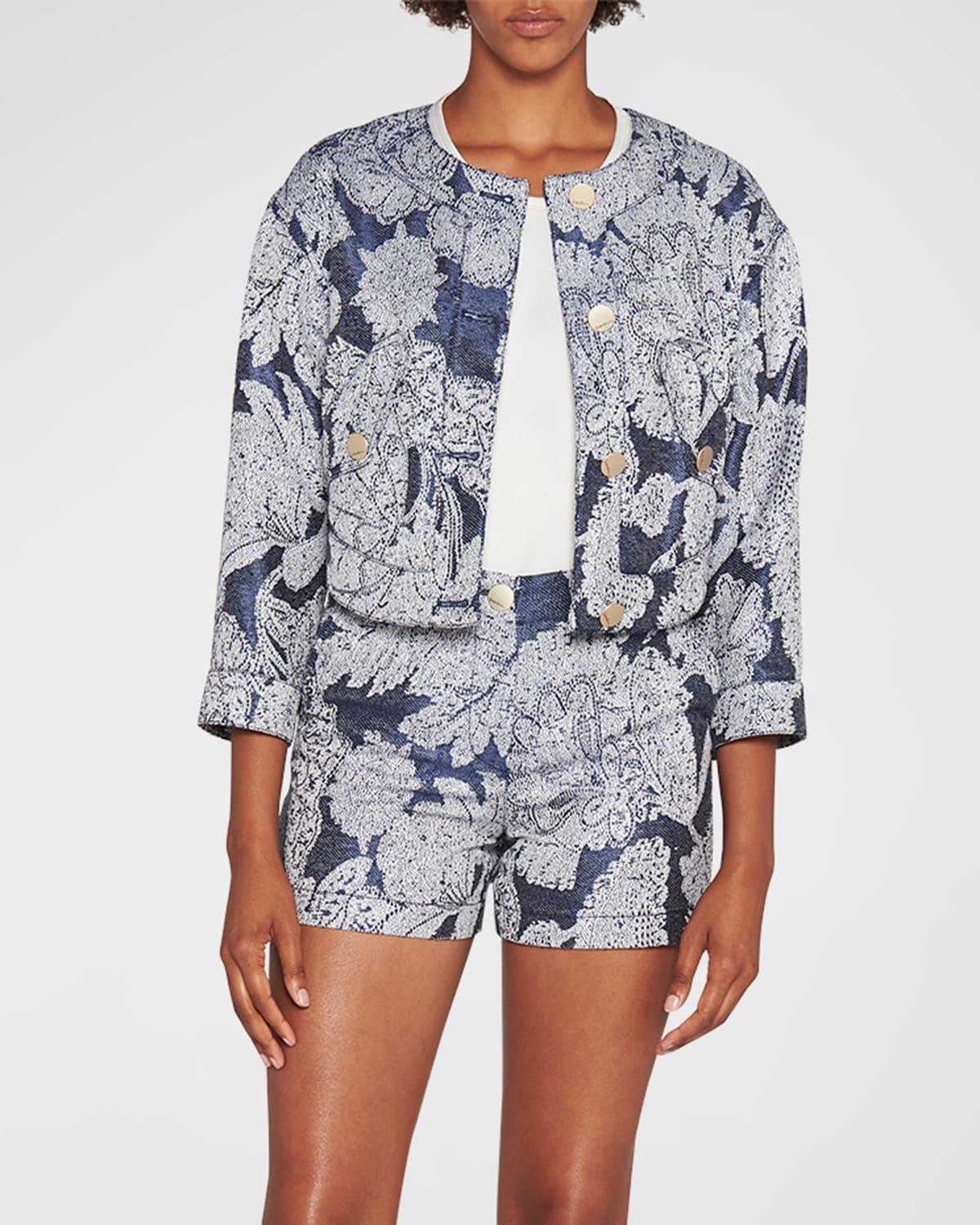 Womens Floral Jacquard Cropped Jacket Product Image