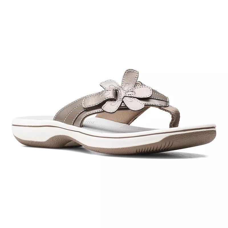 Clarks Cloudsteppers Brinkley Flora Womens Flip Flop Sandals Silver Product Image