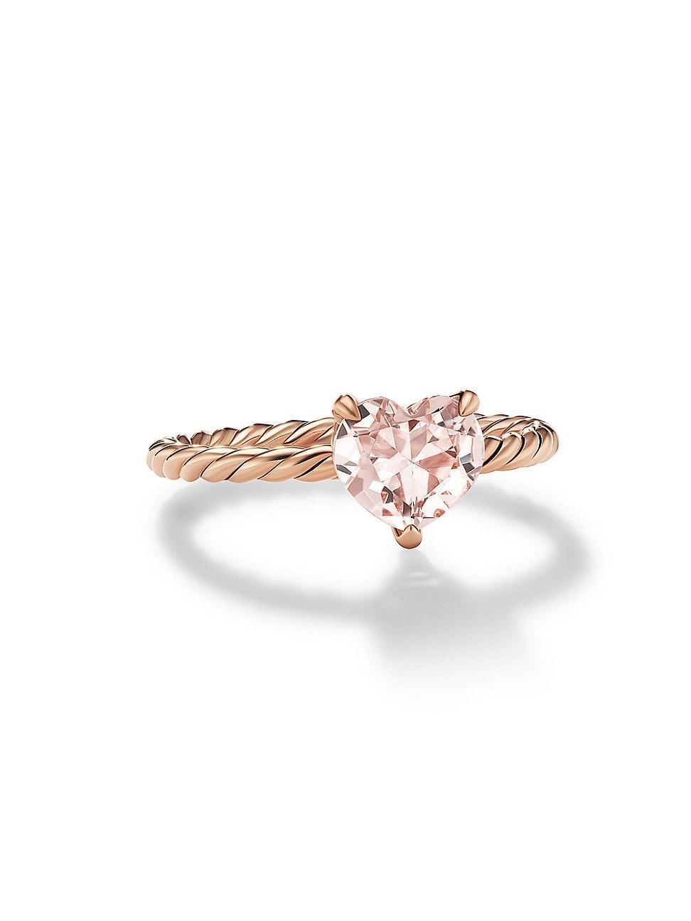 Womens Chatelaine Heart Ring in 18K Rose Gold with Morganite Product Image