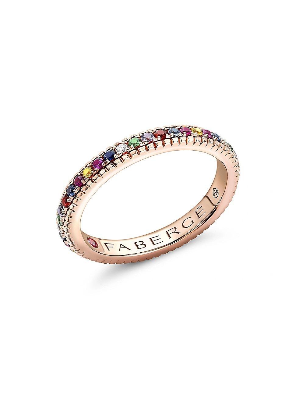 Womens Colors of Love Rose Gold Multicolored Gemstone Fluted Eternity Ring product image