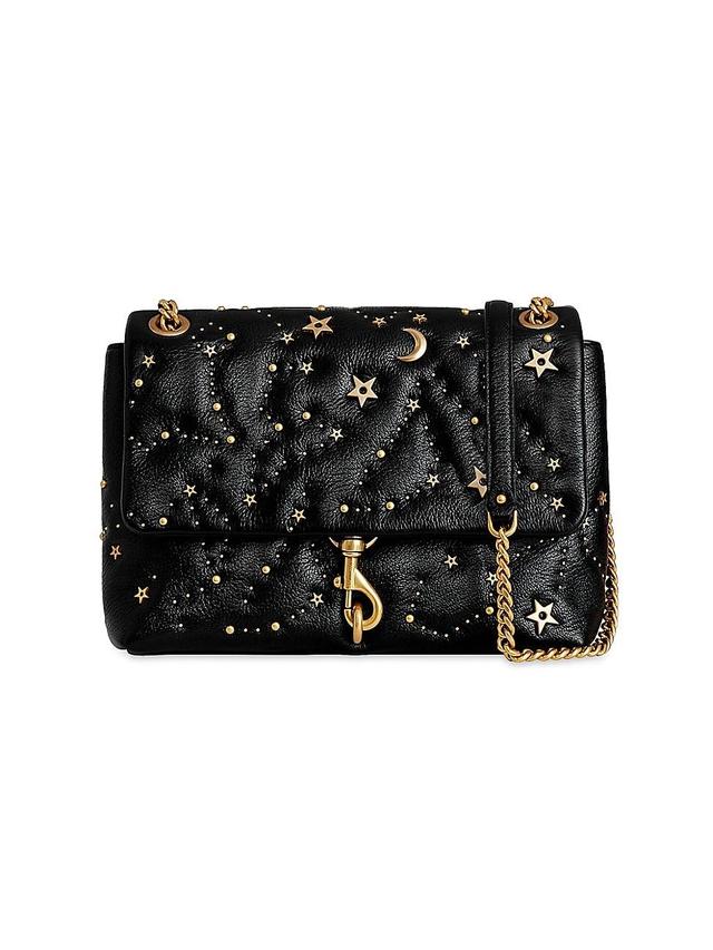 Womens Edie Celestial Stud Leather Flap Shoulder Bag Product Image