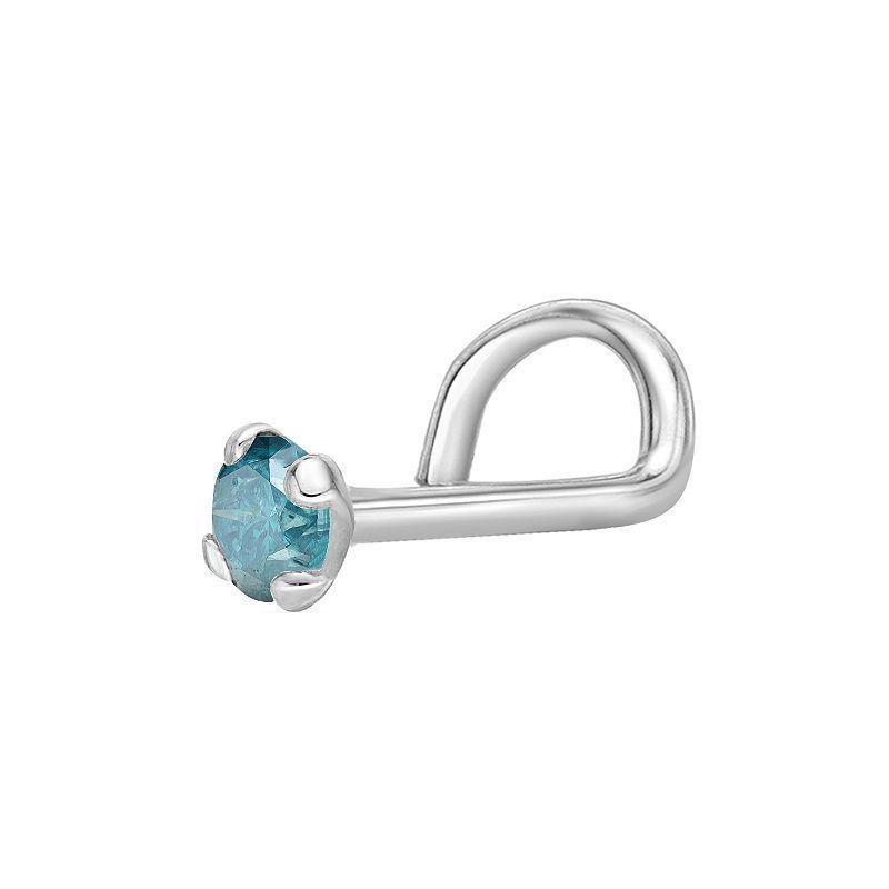 Lila Moon 14k White Gold Blue Diamond Nose Ring, Womens Product Image