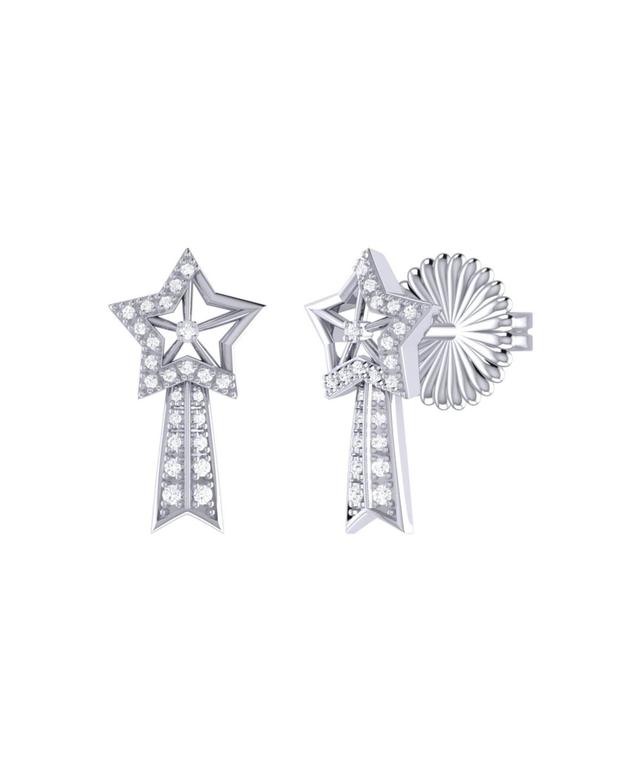 LuvMyJewelry Shooting Star Design Sterling Silver Diamond Comet Women Earring Product Image