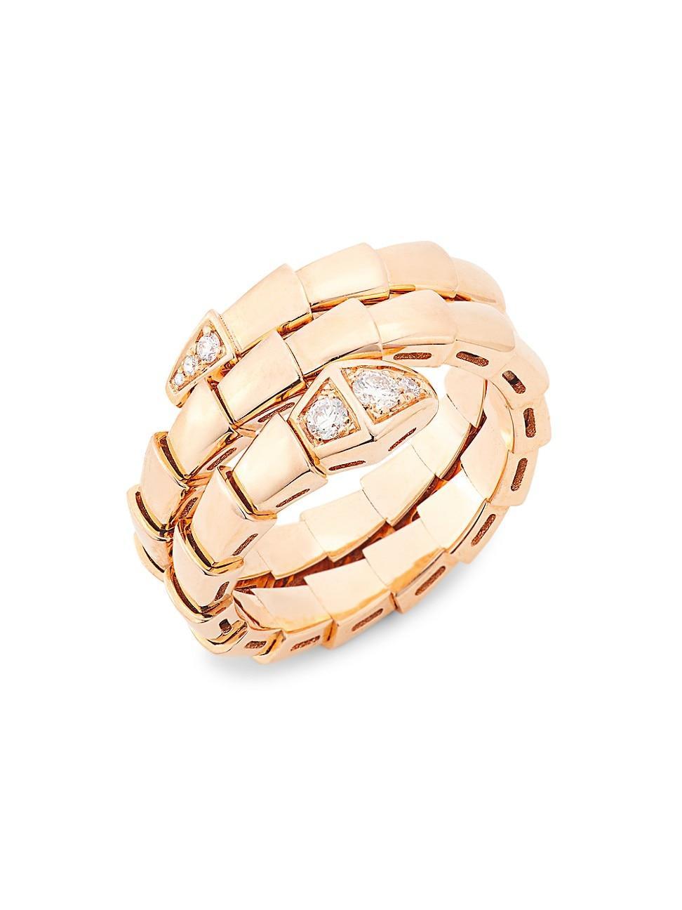 Womens Serpenti Viper 18K Rose Gold & Diamond 2-Coil Ring Product Image