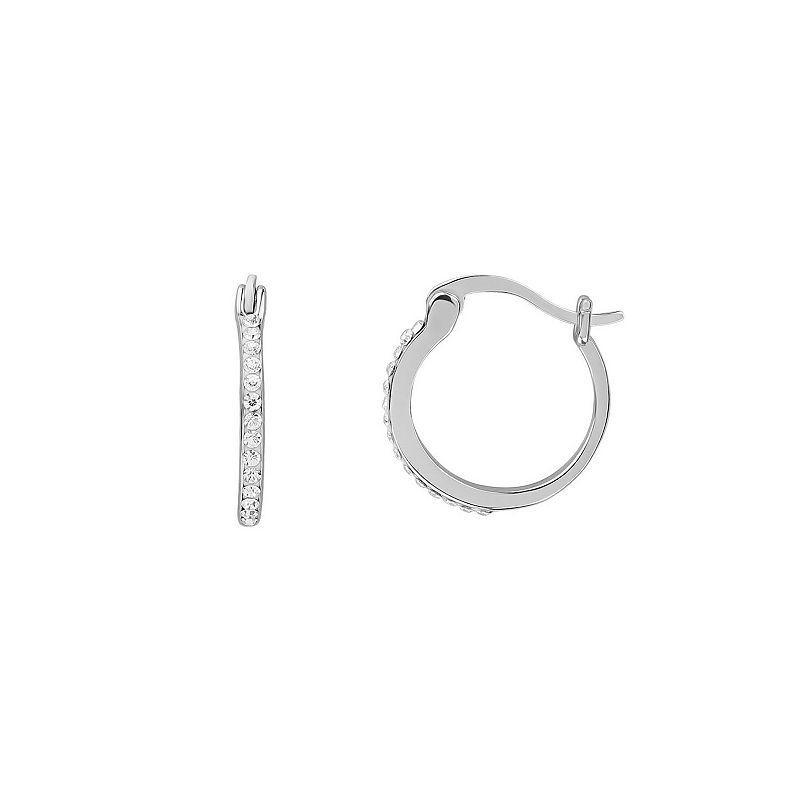 PRIMROSE Sterling Silver & Crystal Hoop Earrings, Womens Product Image