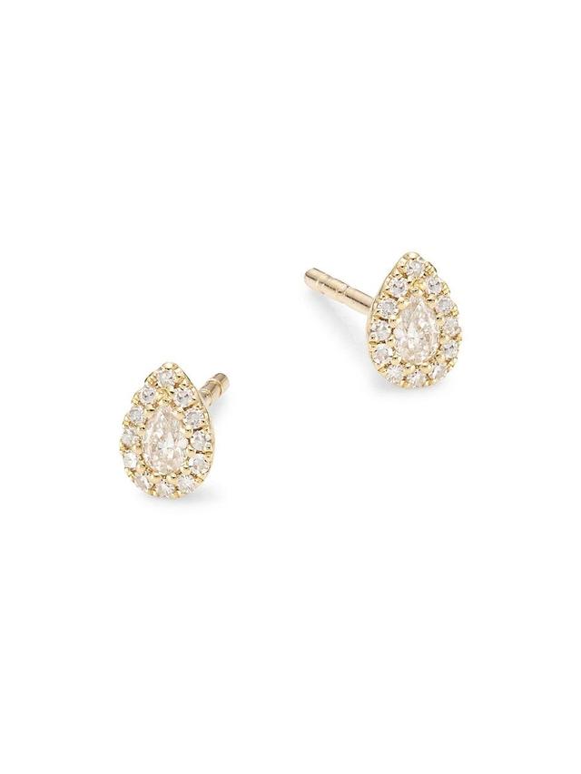 Womens 14K Yellow Gold & 0.18 TCW Diamond Teardrop Stud Earrings Product Image