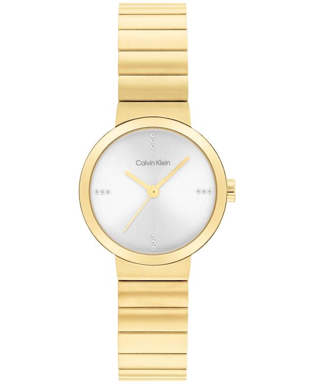 Calvin Klein Womens Three Hand Gold-Tone Stainless Steel Bracelet Watch 25mm Product Image