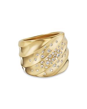 Womens Cable Edge Saddle Ring In Recycled 18K Yellow Gold With Pav Diamonds Product Image