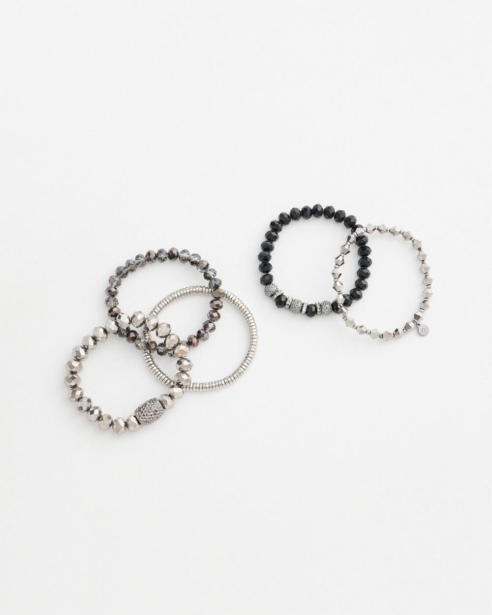 Set of Five Hematite Stretch Bracelets Product Image