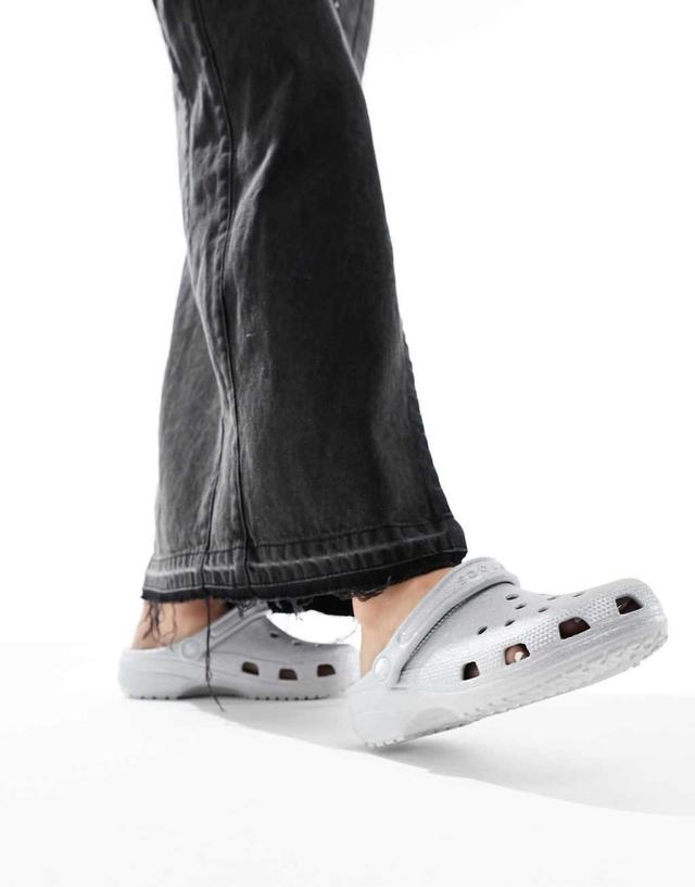 Crocs classic clogs in silver glitter Product Image