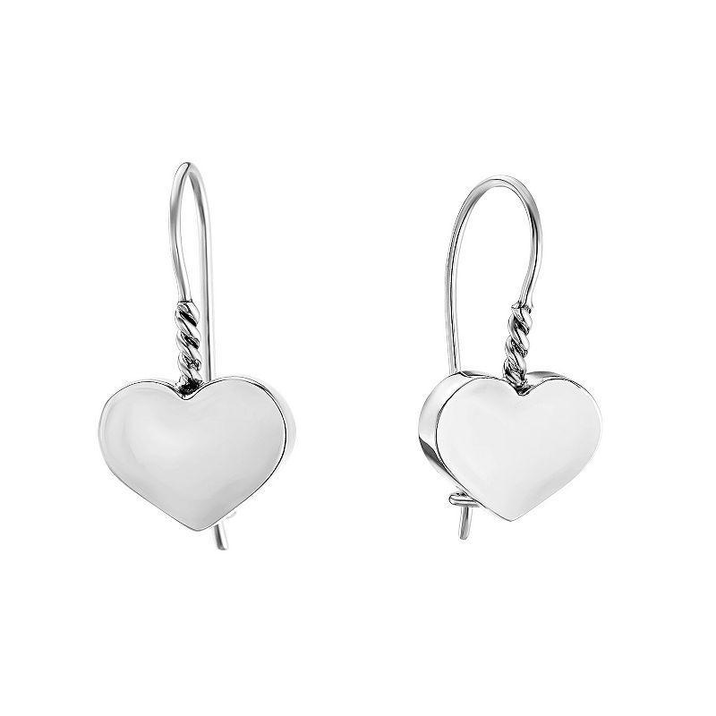 Athra NJ Inc Sterling Silver Wire Heart Drop Earrings, Womens Product Image