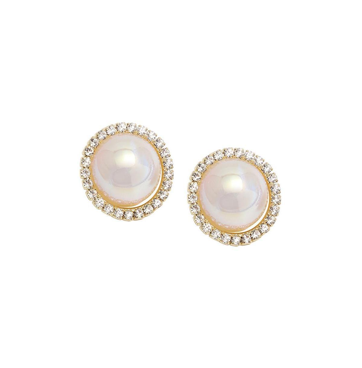 Sohi Womens White Circular Stud Earrings Product Image