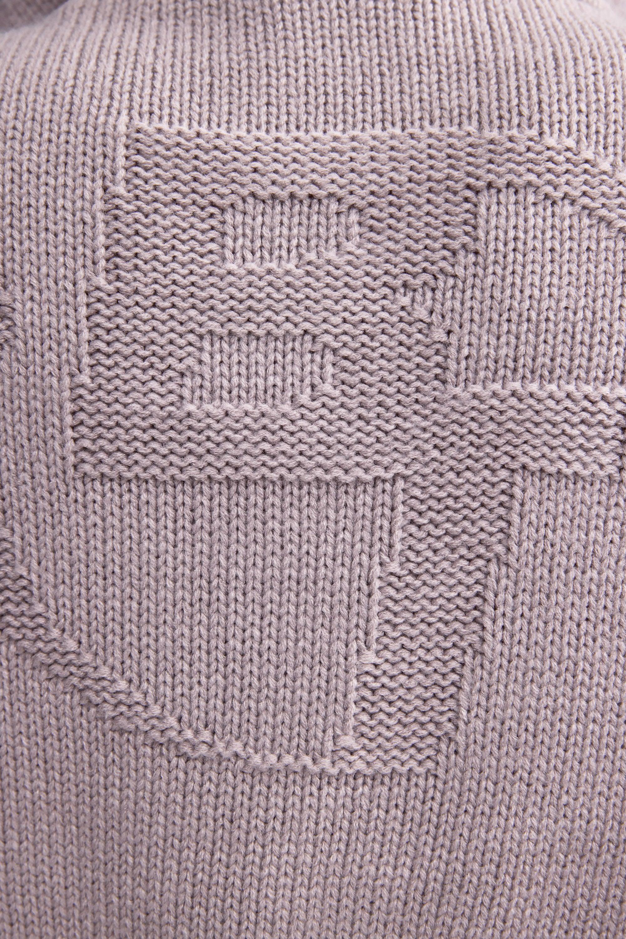 Cropped Zip-Up Chunky Knit Hoodie in Dusty Lavender Product Image