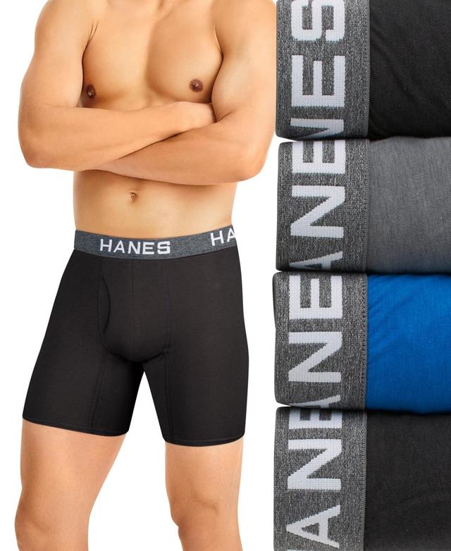 Hanes Mens Ultimate ComfortFlex Fit 4-Pk. Moisture-Wicking Mesh Boxer Briefs - Black Product Image