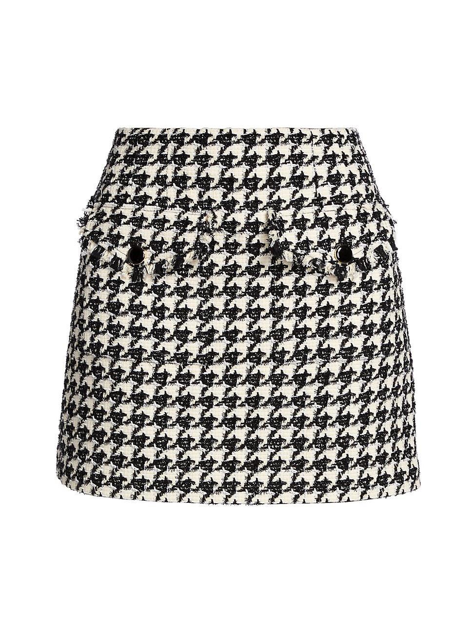 Womens Adriel Houndstooth Tweed Miniskirt product image