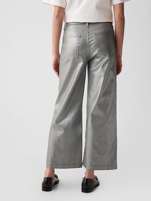 High Rise Stride Metallic Wide-Leg Ankle Jeans Product Image