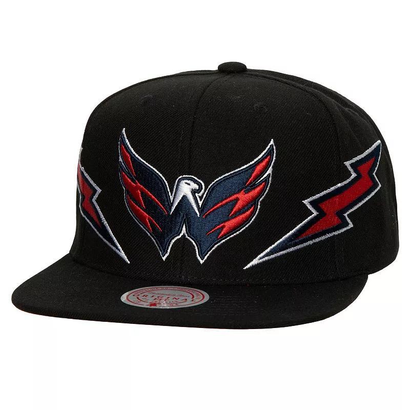 Mens Mitchell & Ness Washington Capitals Double Trouble Lightning Snapback Hat Product Image