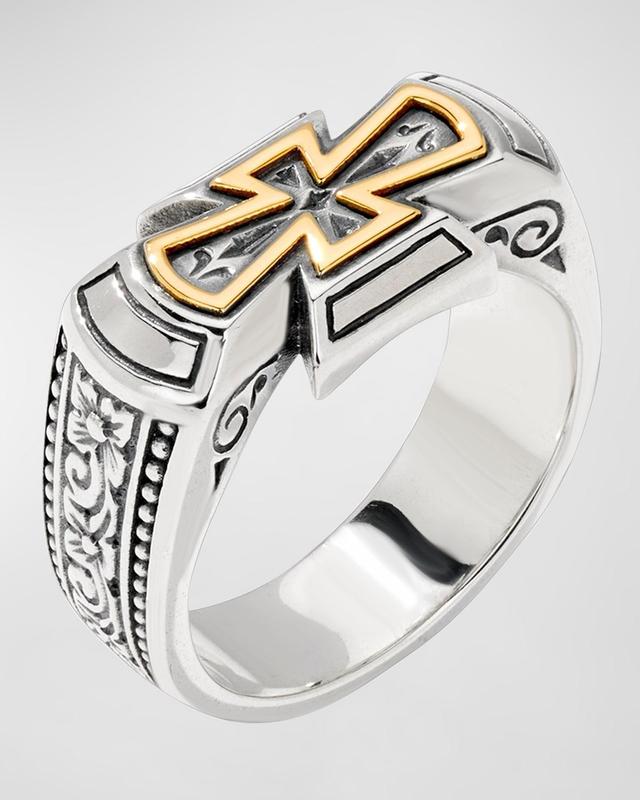 Mens Two-Tone Cross Band Ring Product Image