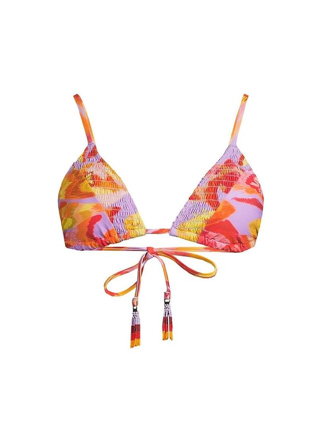 Womens Painted Fishes Triangle Bikini Top Product Image