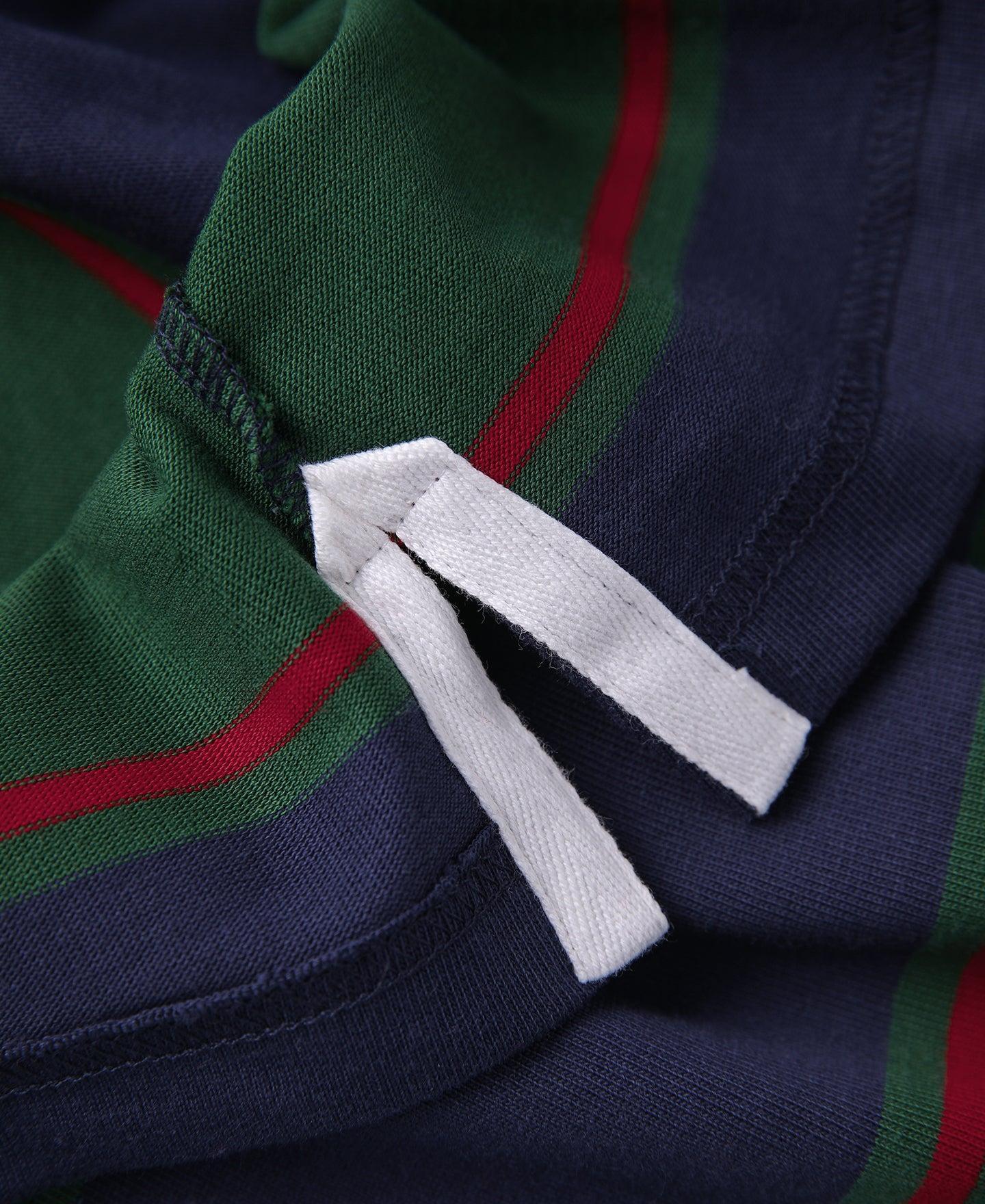 Classic Fit Striped Jersey Rugby Shirt - Green/Navy/Red Product Image