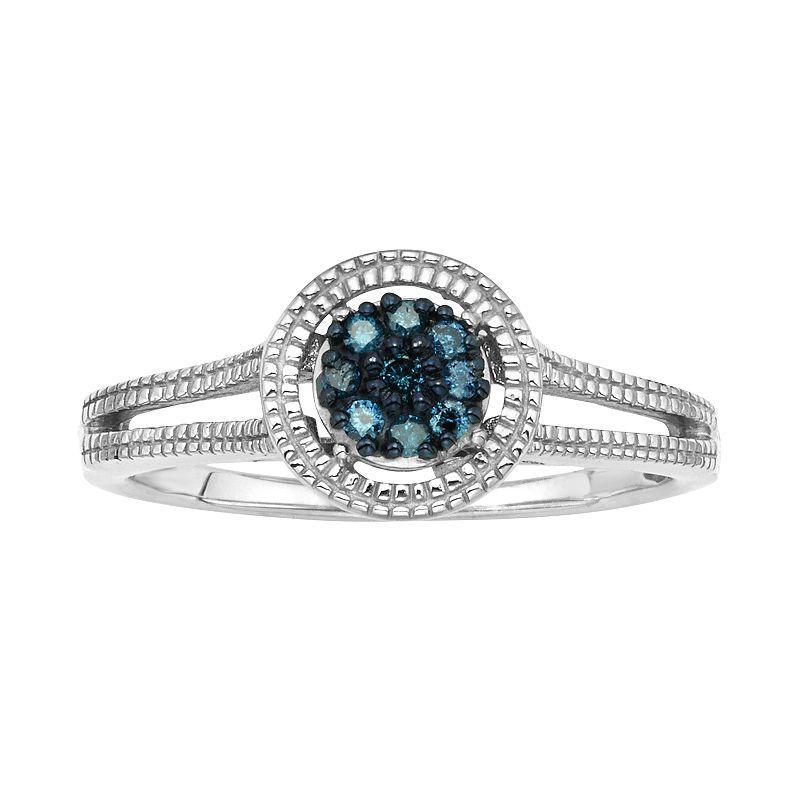 Jewelexcess Sterling Silver 1/10-ct. T.W. Blue Diamond Cluster Ring, Womens Product Image