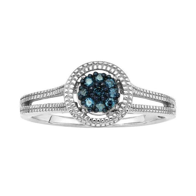 Jewelexcess Sterling Silver 1/10-ct. T.W. Blue Diamond Cluster Ring, Womens Product Image