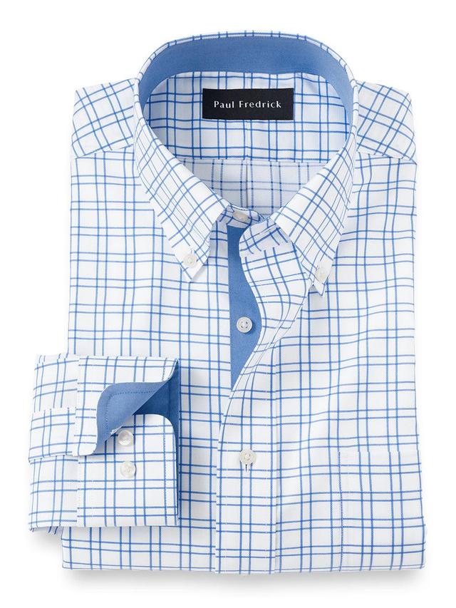 Slim Fit Non-iron Cotton Check Dress Shirt With Contrast Trim Product Image