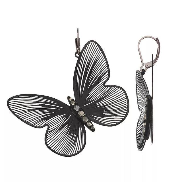 Simply Vera Vera Wang Butterfly Drop Earrings, Womens, Black Product Image