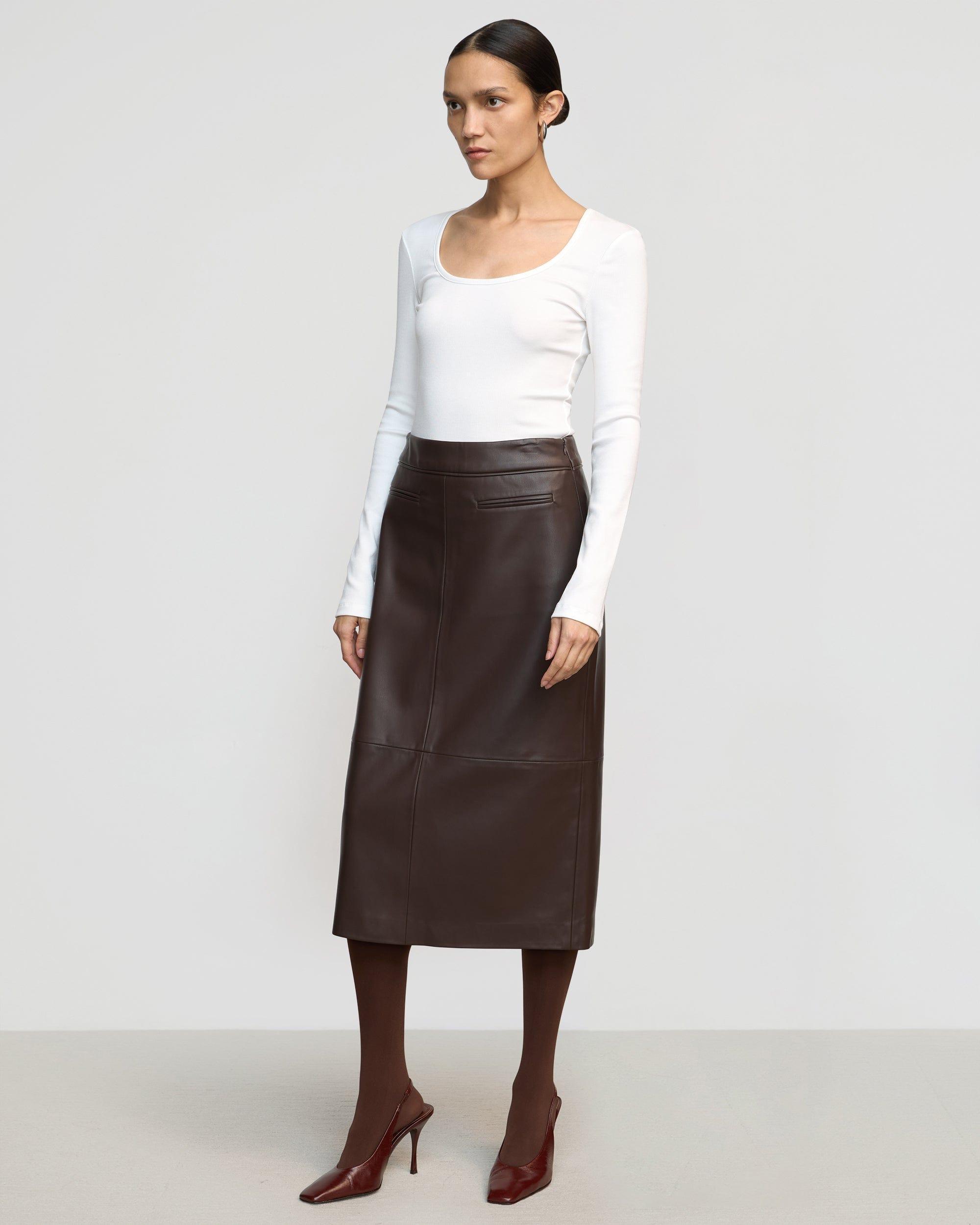 Briony Back Split-Hem Vegan Leather Skirt Product Image