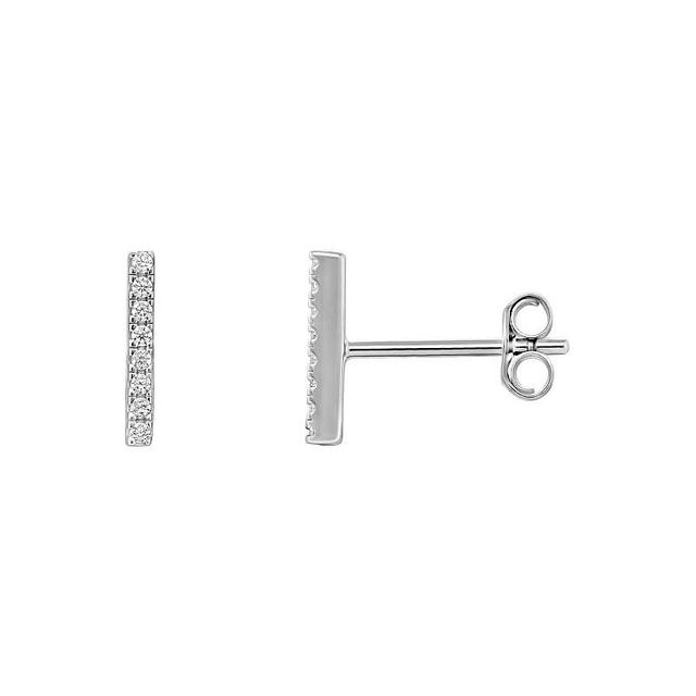 PRIMROSE Sterling Silver Cubic Zirconia Pave Bar Stud Earrings, Womens, Sterling Silver White Product Image