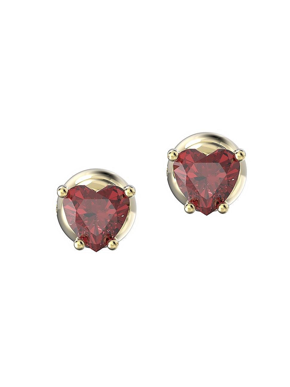 Womens Stilla Goldtone & Crystal Heart Stud Earrings Product Image