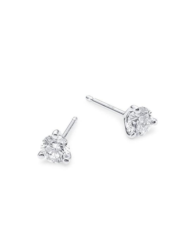 Womens 14K White Gold & 0.5 TCW Diamond Round Stud Earrings Product Image